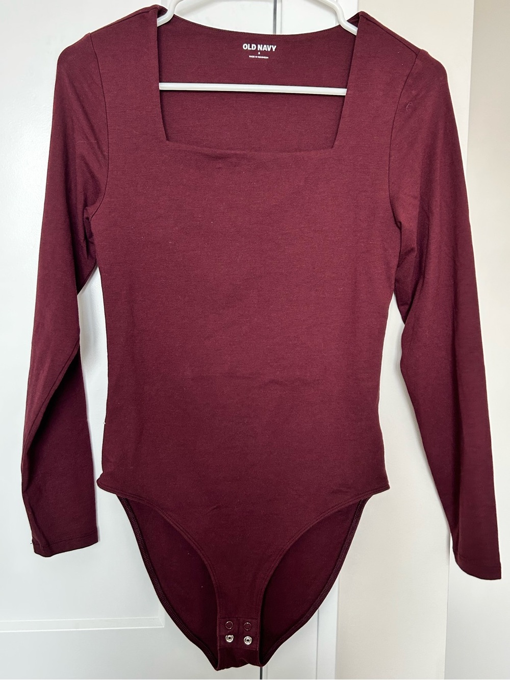 Old Navy Burgundy Red Long Sleeve Square Neck Bodysuit